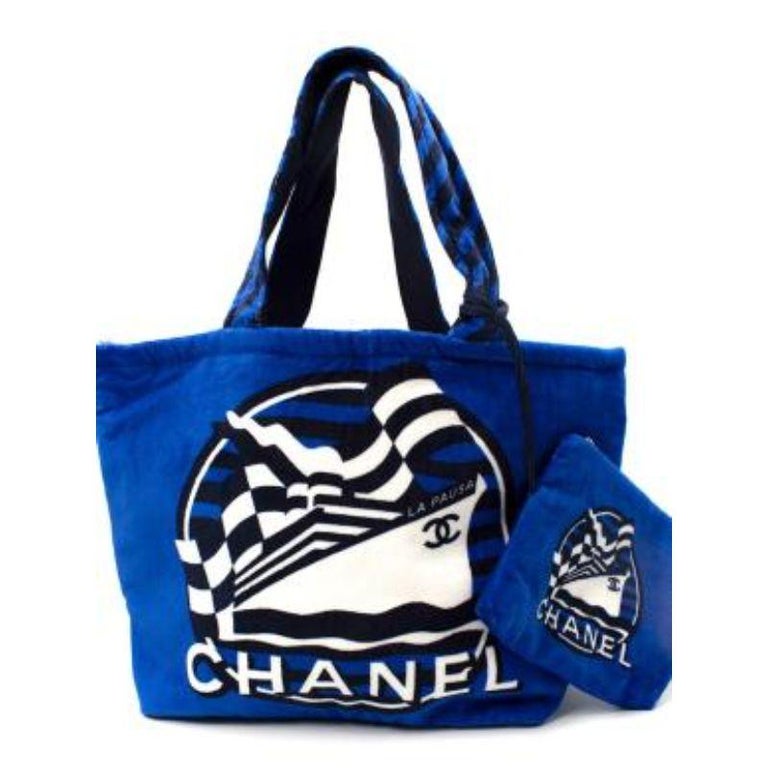 Blue Cotton Terry La Pausa Beach Bag For Sale at 1stDibs