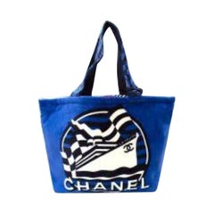 Blue Cotton Terry La Pausa Beach Tote Bag