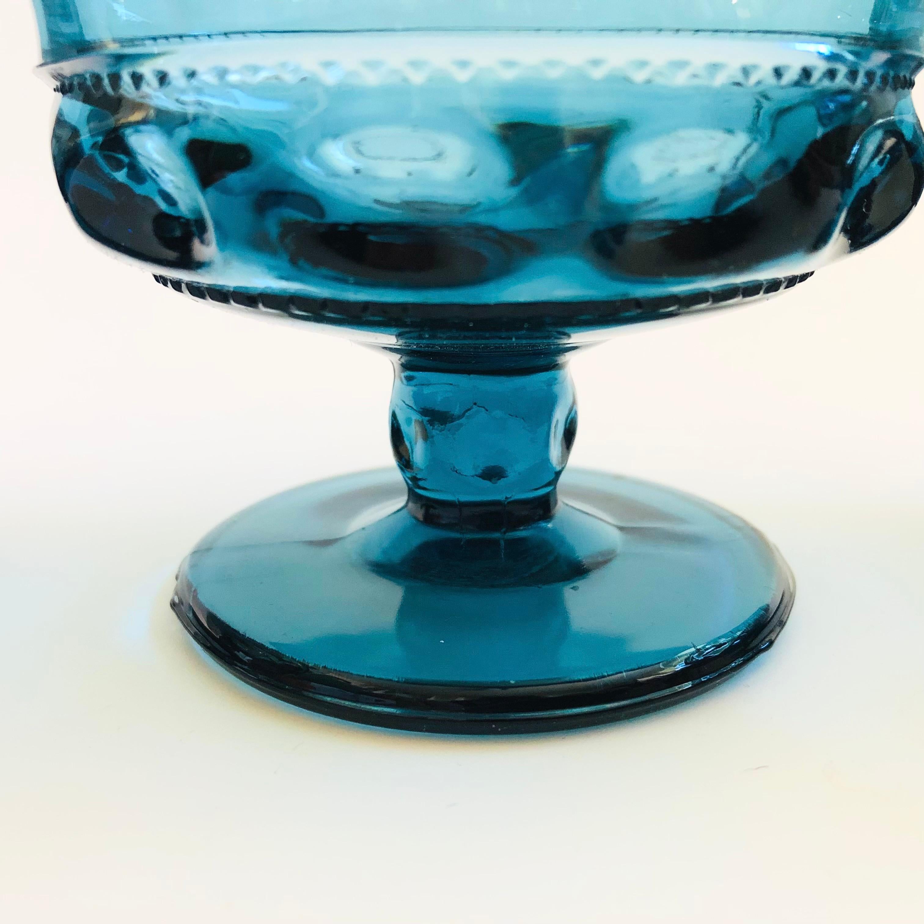 Blue Coupe Glasses - Set of 4 - Kings Crown Indiana Glass 1