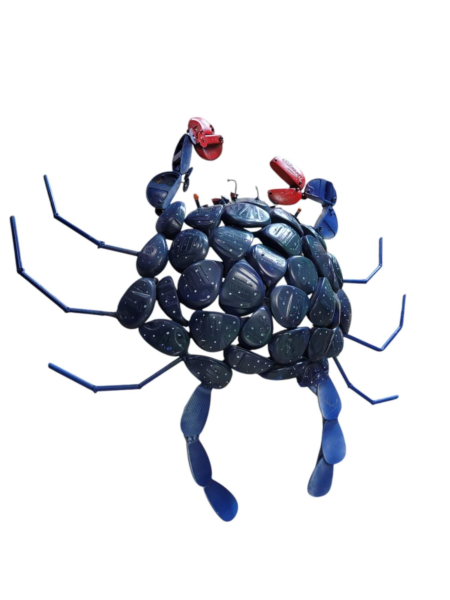 Blue Crab Sculpture made from Vintage Golf Clubs For Sale 6