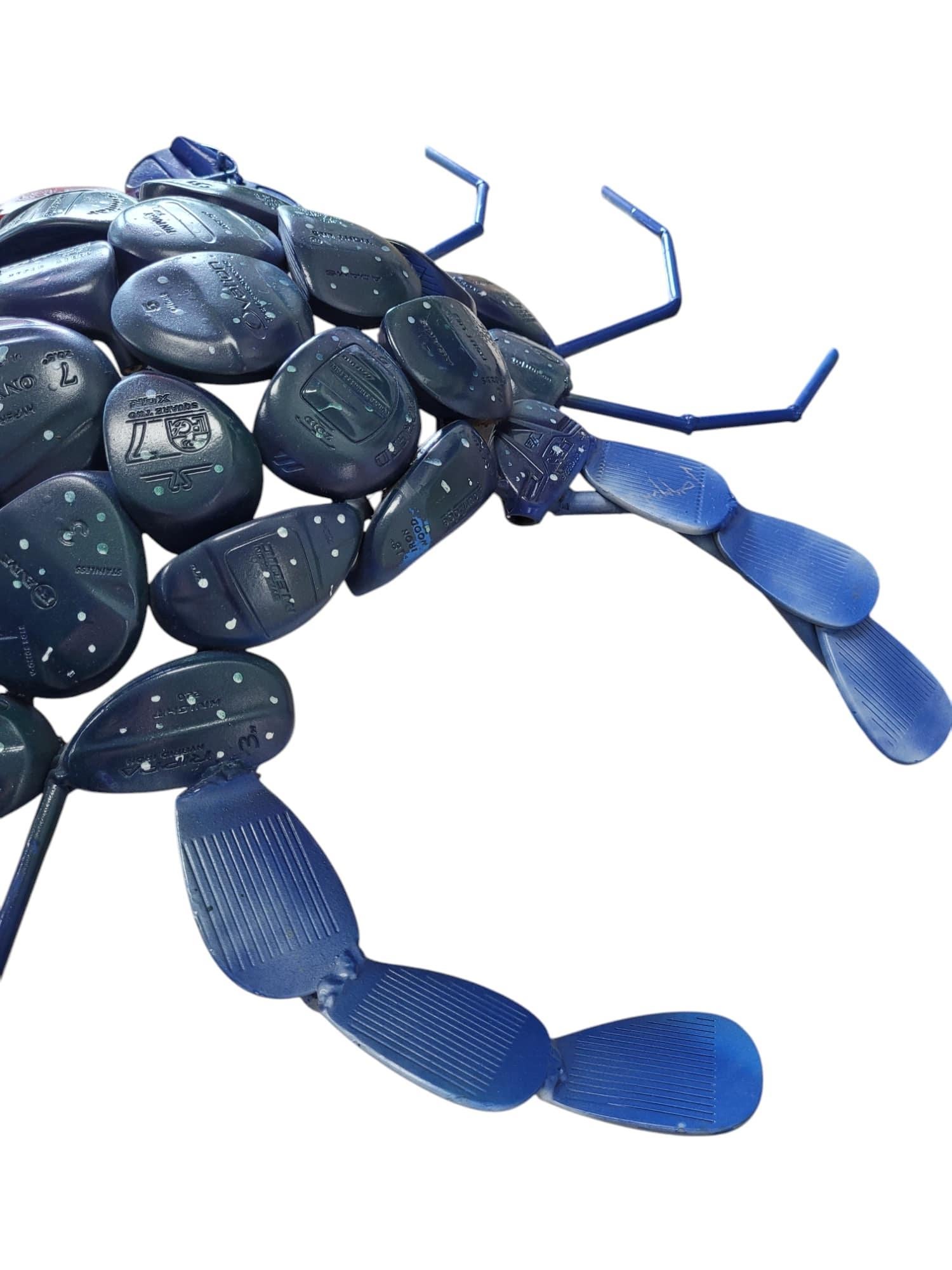 Blue Crab Sculpture made from Vintage Golf Clubs For Sale 7