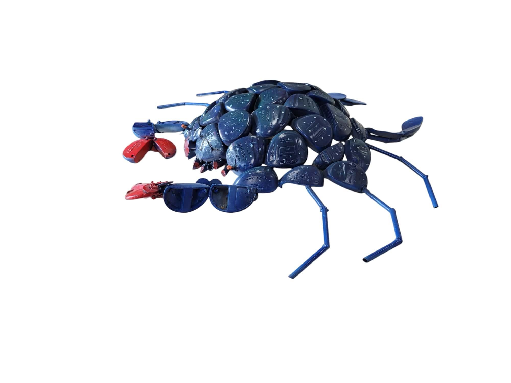 Contemporary Blue Crab Sculpture made from Vintage Golf Clubs For Sale