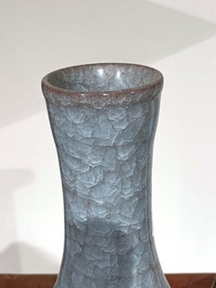 Blue Crackle Glaze Classic Funnel Neck Ceramic Vase, China, Contemporary