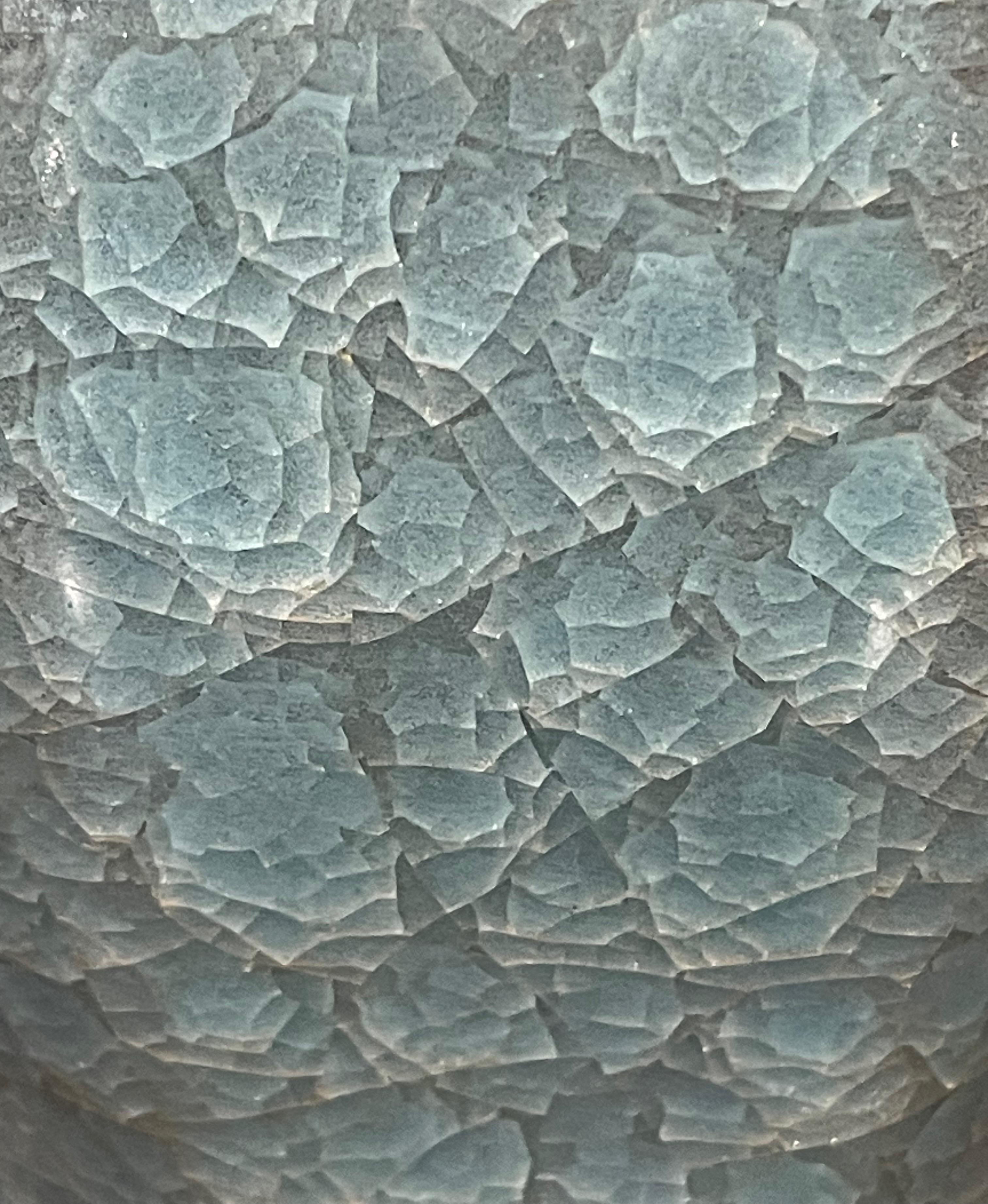 Blue Crackle Glaze Hexagonal Shaped Ceramic Vase, China, Contemporary For Sale 1