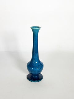 Blue Crackled Ceramic Vase, France, 1960s