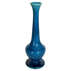 Blue Crackled Ceramic Vase, France, 1960s