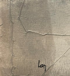 Blue, Cream and Black Painting by Belgian Artist Diane Petry, Contemporary