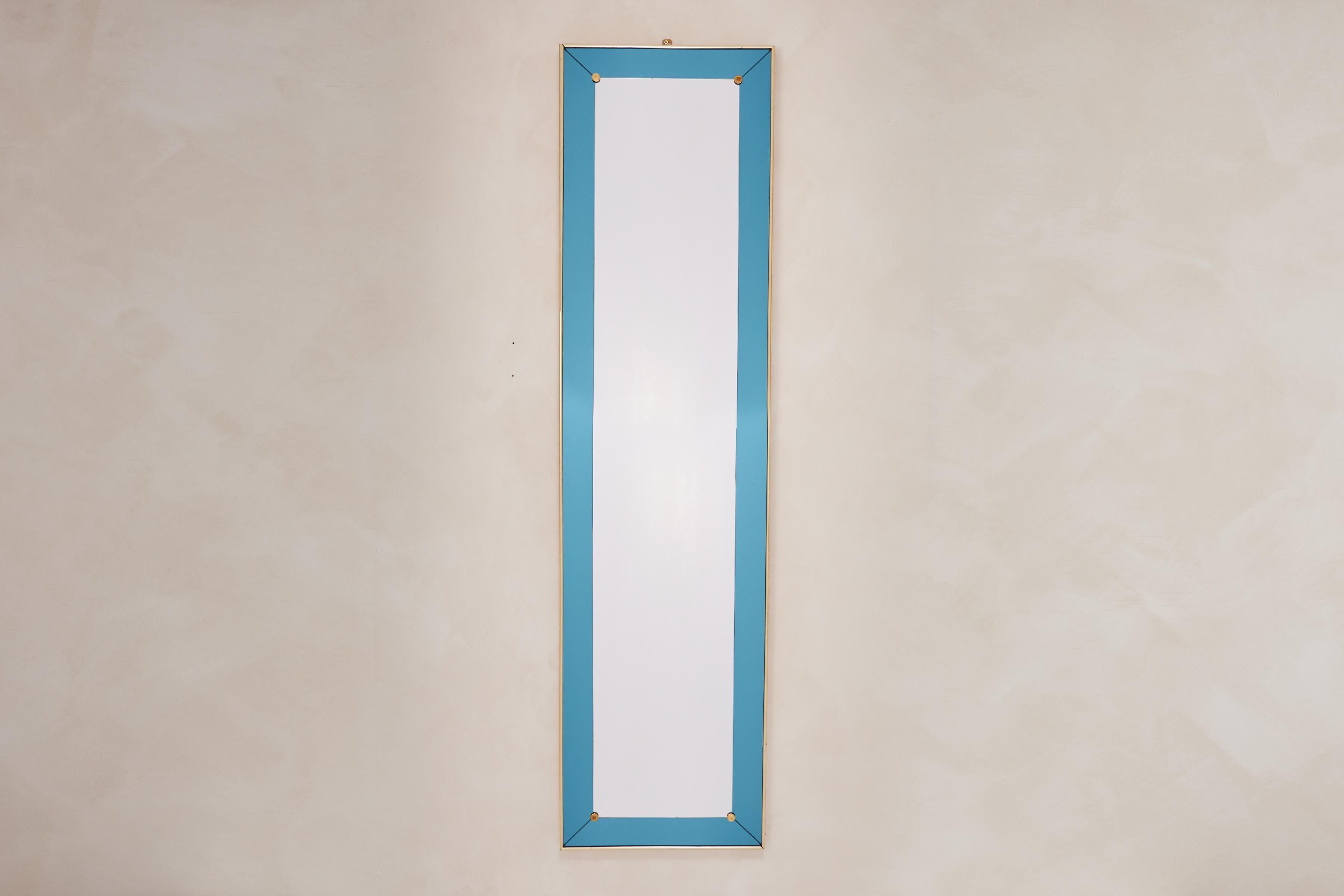 italien Miroir d'art cristal bleu en vente