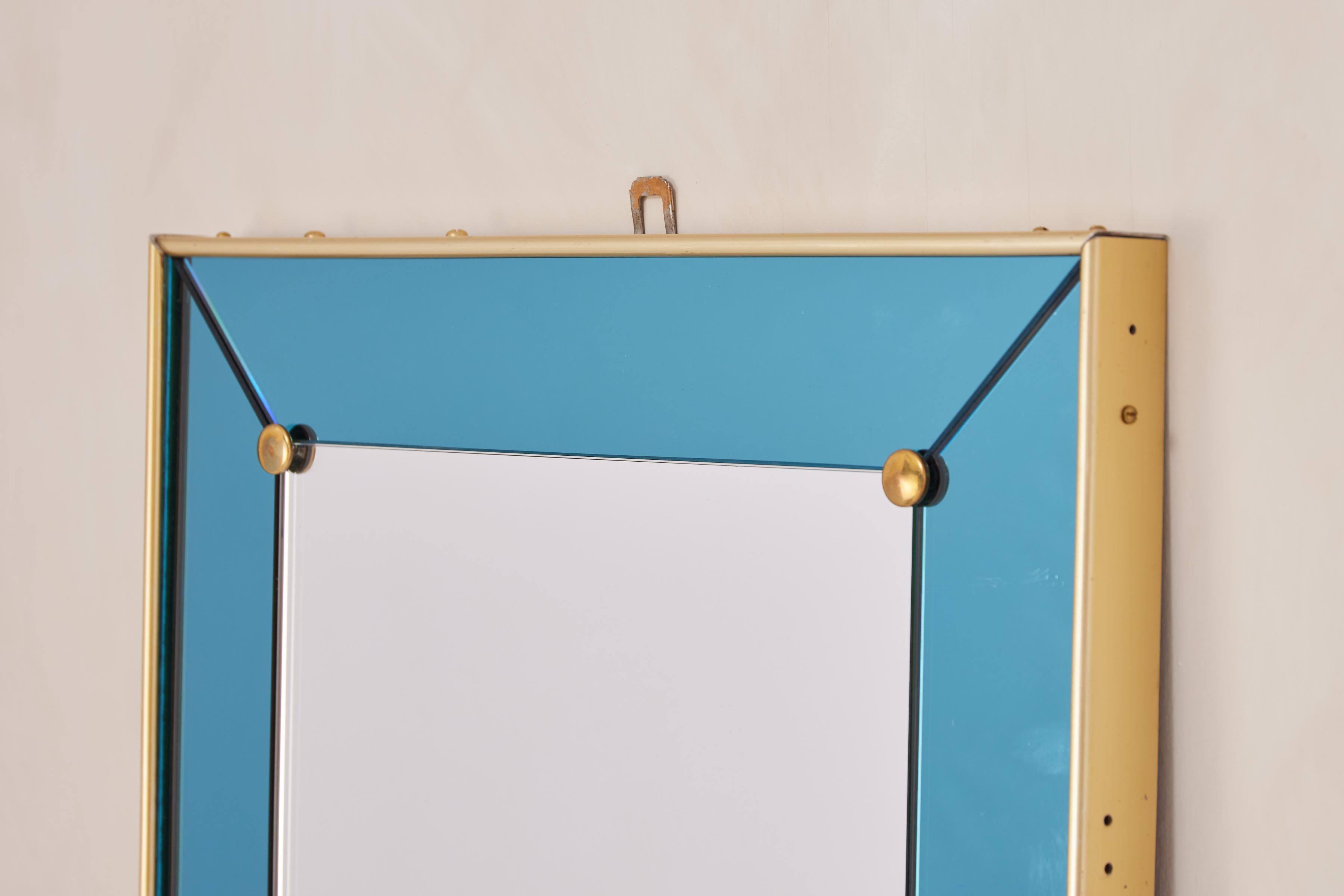 Miroir d'art cristal bleu Bon état - En vente à Beverly Hills, CA