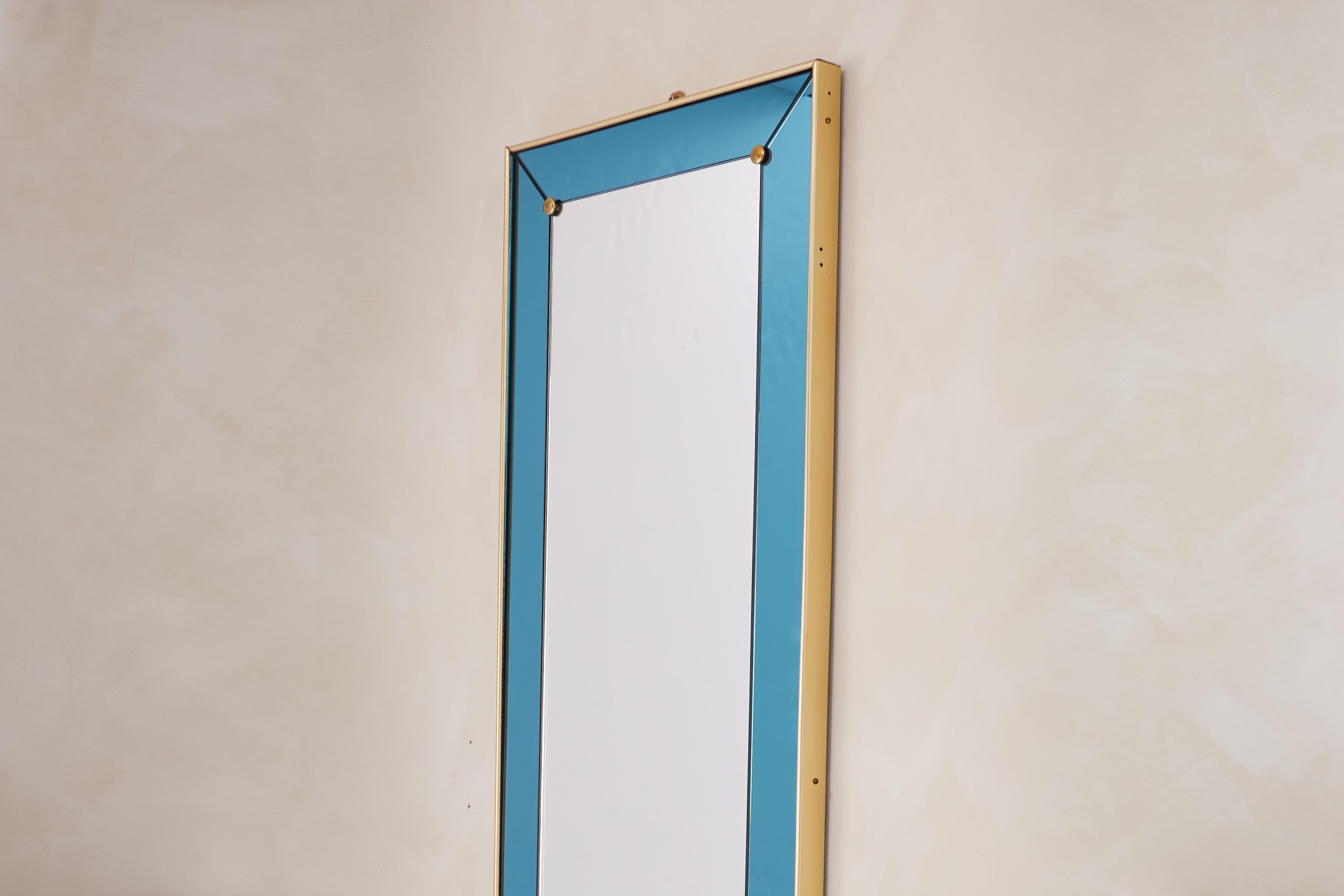 Milieu du XXe siècle Miroir d'art cristal bleu en vente