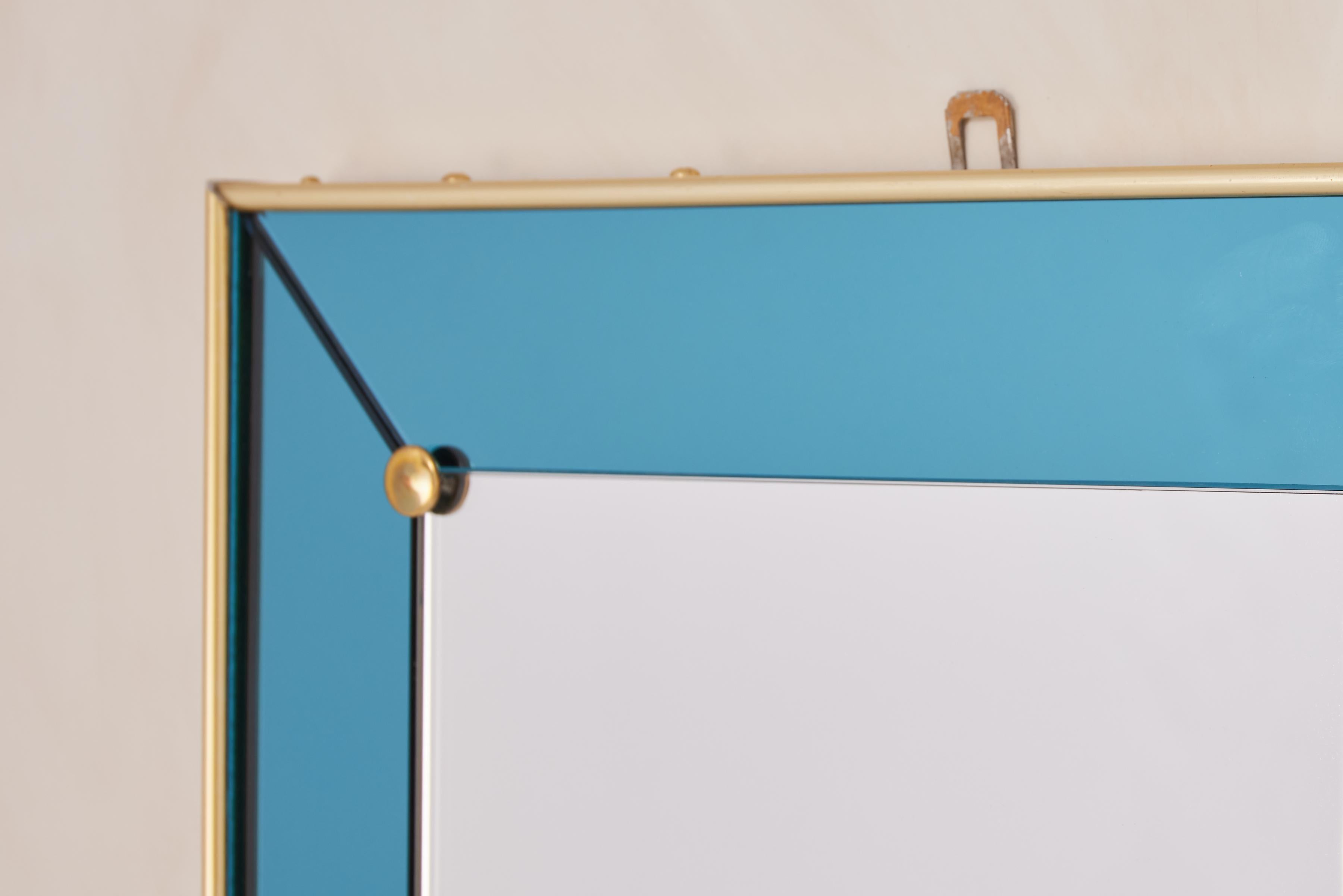 Miroir d'art cristal bleu en vente 1