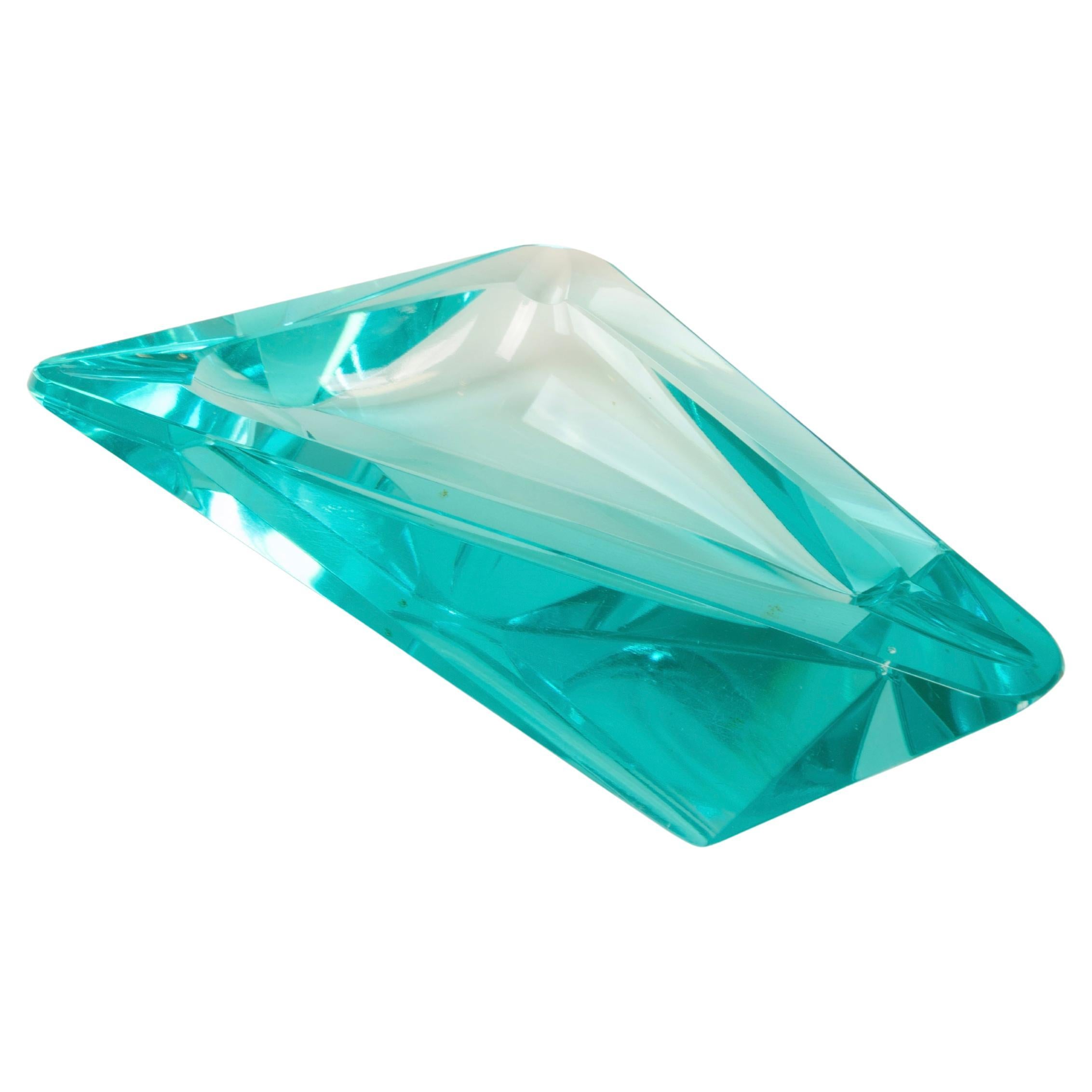 Blue Crystal Ashtray Fontana Arte Style, Italy 1970