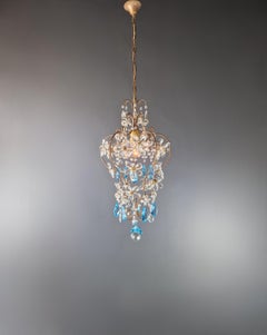 Lustre ancien lustre florentin lustre en cristal bleu Art Nouveau