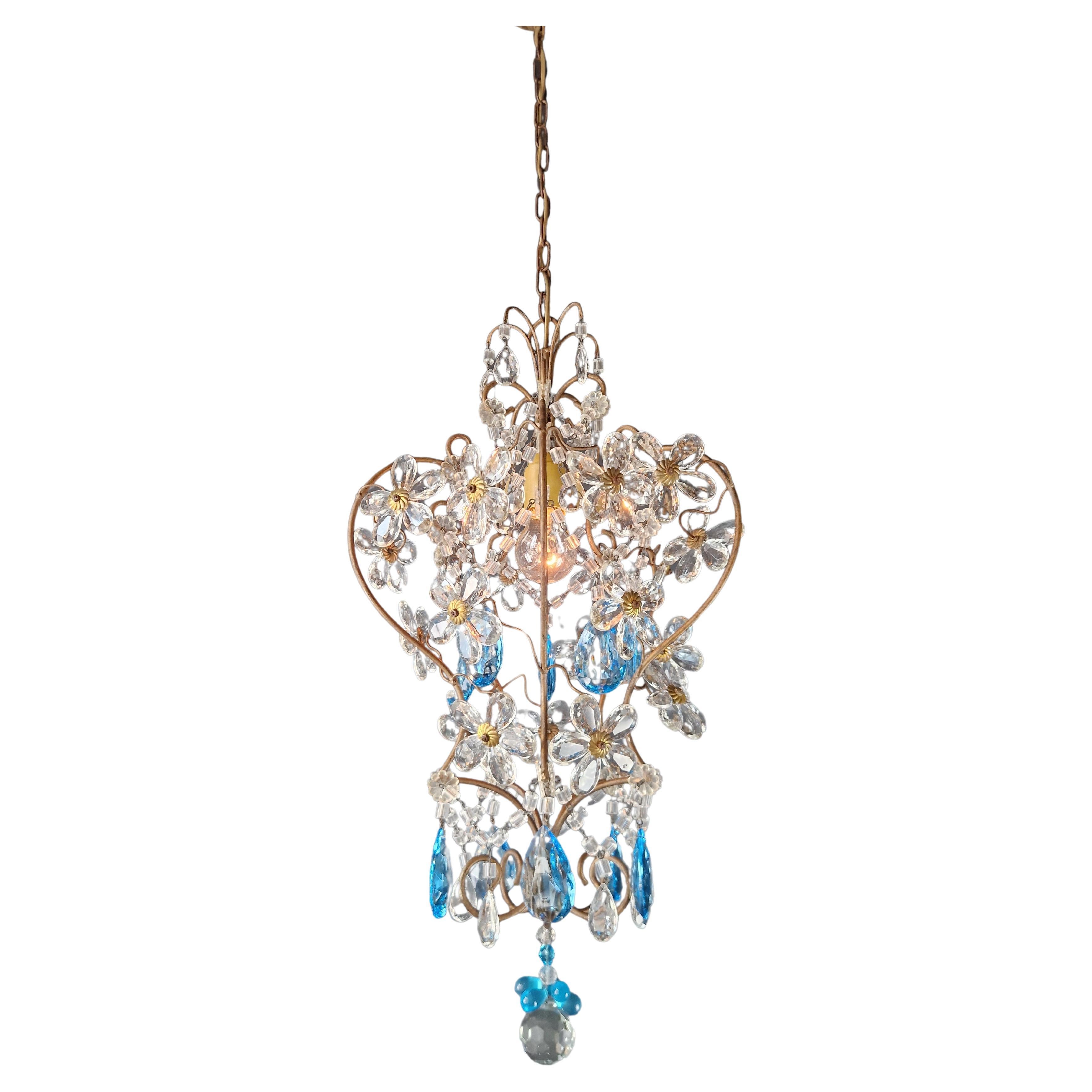 Lustre ancien lustre florentin lustre en cristal bleu Art Nouveau