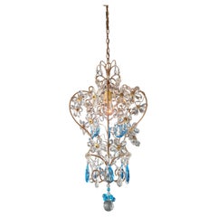 Lustre ancien lustre florentin lustre en cristal bleu Art Nouveau