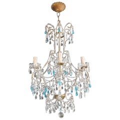 Blue Crystal Chandelier Vintage Ceiling Murano Florentiner Lustre Art Nouveau