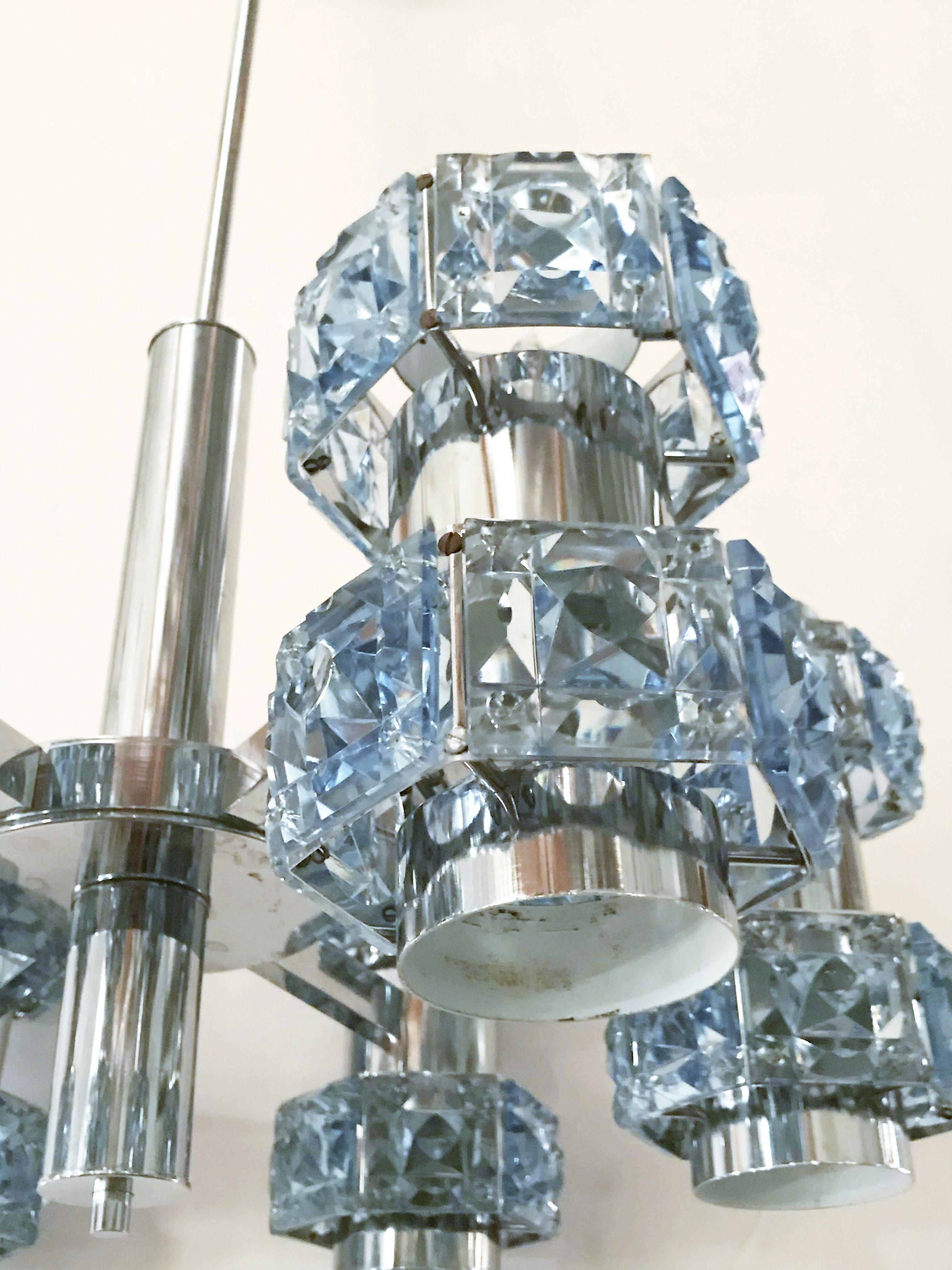 Italian Blue Crystal Chandelier by Sciolari