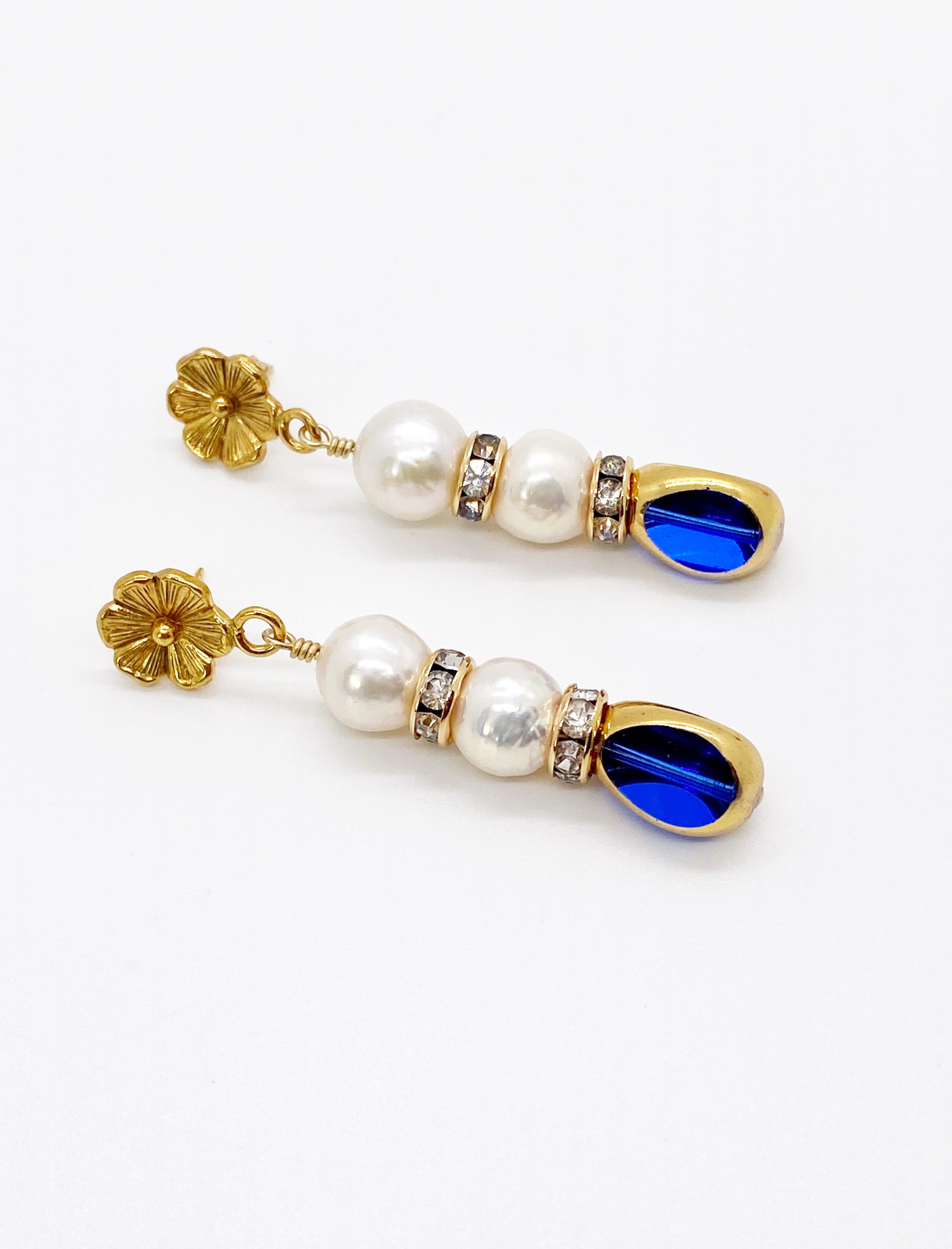 blue crystal earrings dangle