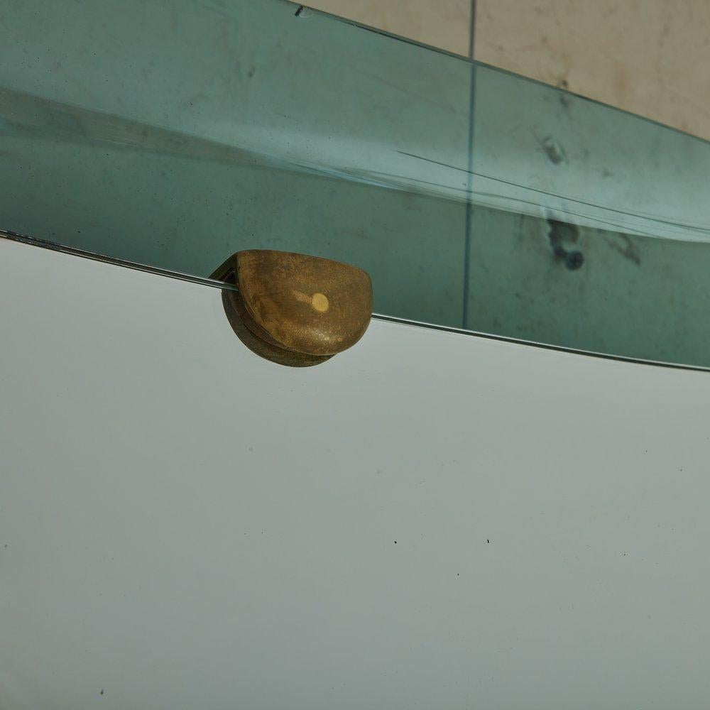 Blauer Kristallspiegel mit Rahmen, Max Ingrand für Fontana Arte, Italien 1950 (Metall)