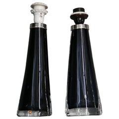 Blue Crystal Orrefors Lamps Design by Carl Fagerlund Orrefors, Sweden, 1970