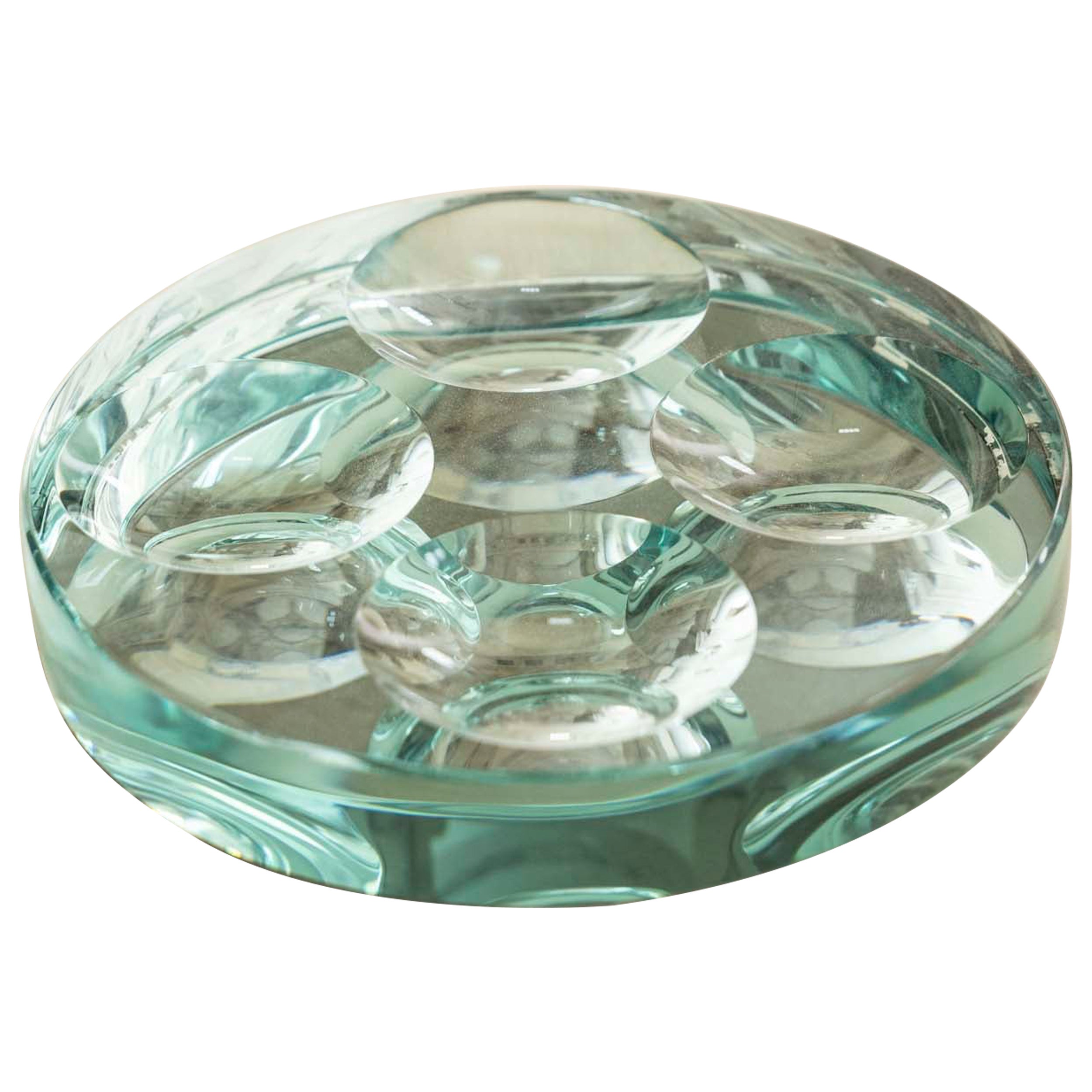 Blue crystal pocket emptier made by Fontana Arte, 1960s