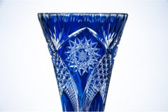 Blue Crystal Vase, Poland, 1960s