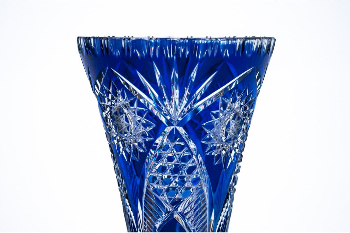 Blue Crystal Vase, Poland, 1960s at 1stDibs blue crystal vases