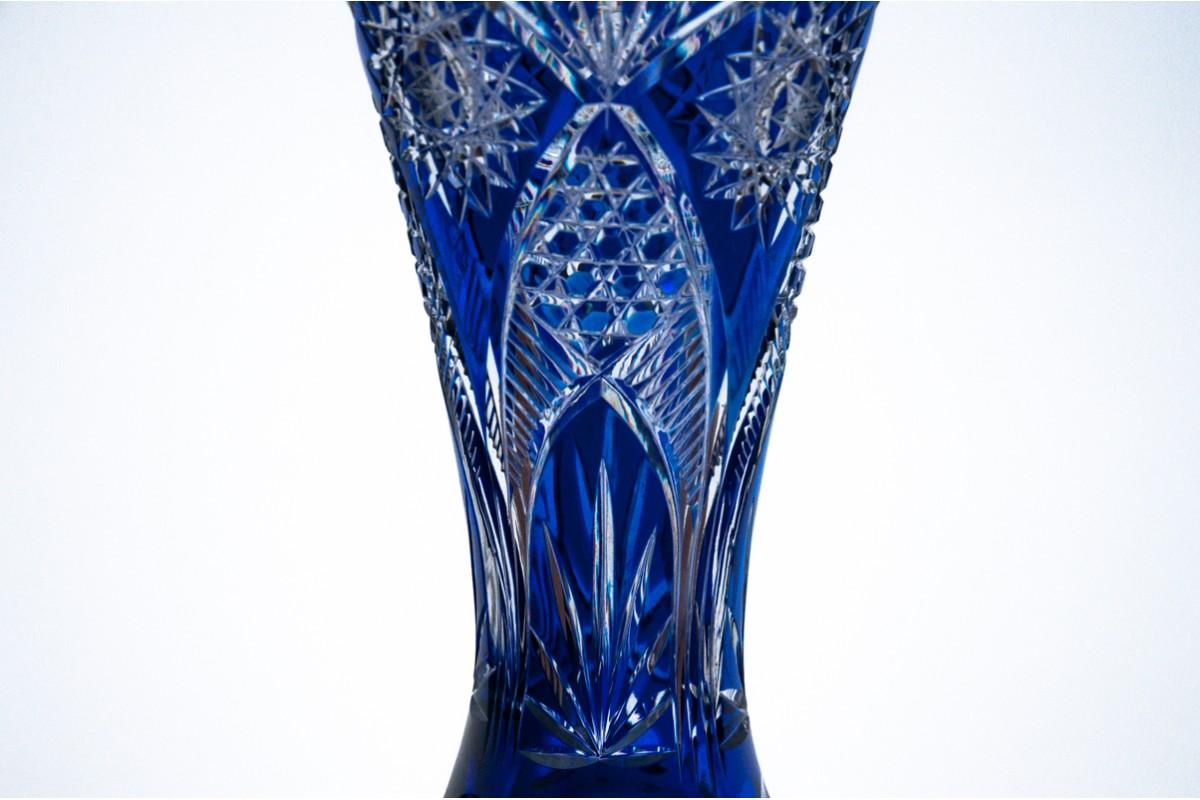 Blue Crystal Vase, Poland, 1960s at 1stDibs blue crystal vases