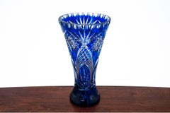 Blue Crystal Vase, Poland, 1960s