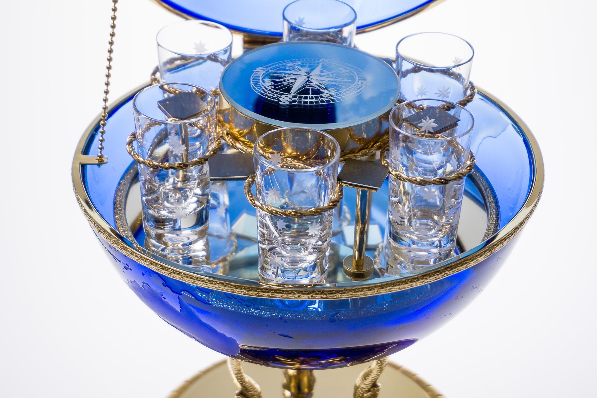 Other Blue Crystal Vodka & Caviar Cave With Covered 22-Carat Gold, Oriental-Style For Sale