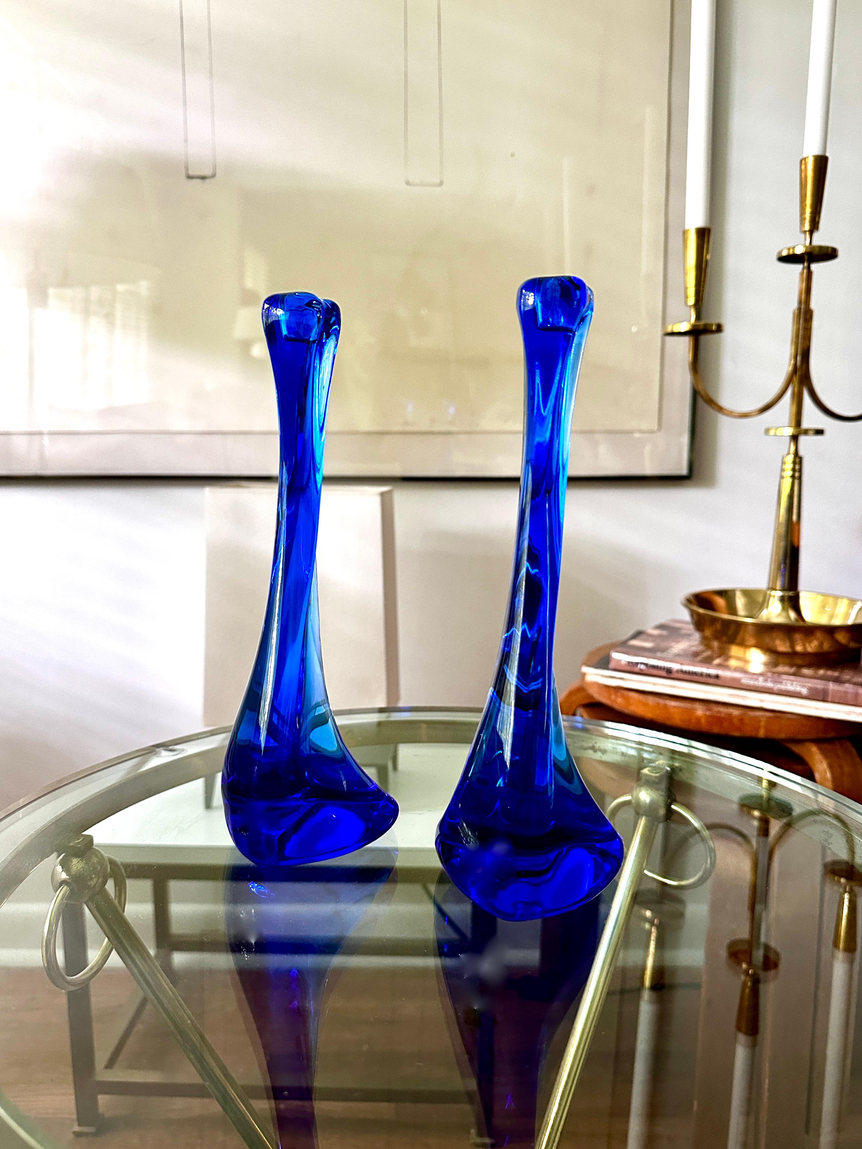 Blaue Kerzenständer aus der Crystel-Serie „Bone“ entworfen von Elsa Peretti für Tiffany (Handgefertigt) im Angebot