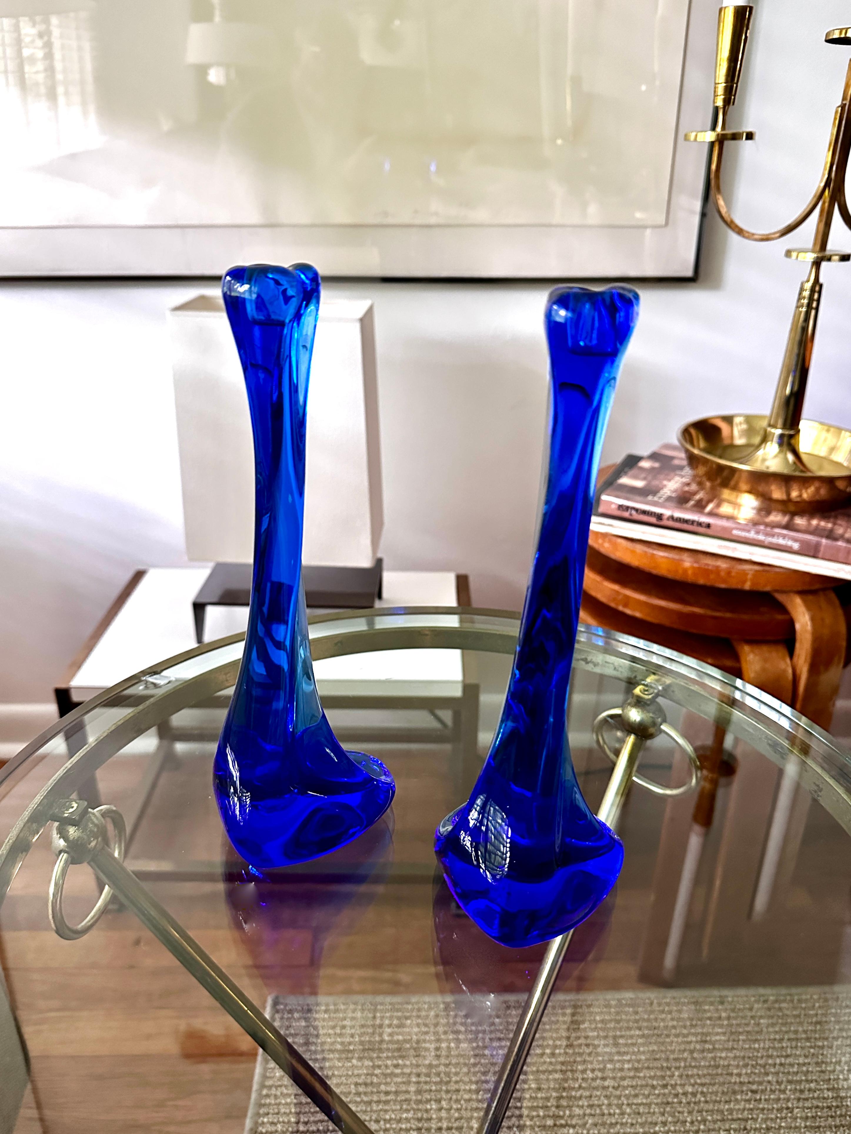 Blaue Kerzenständer aus der Crystel-Serie „Bone“ entworfen von Elsa Peretti für Tiffany im Zustand „Gut“ im Angebot in Doraville, GA