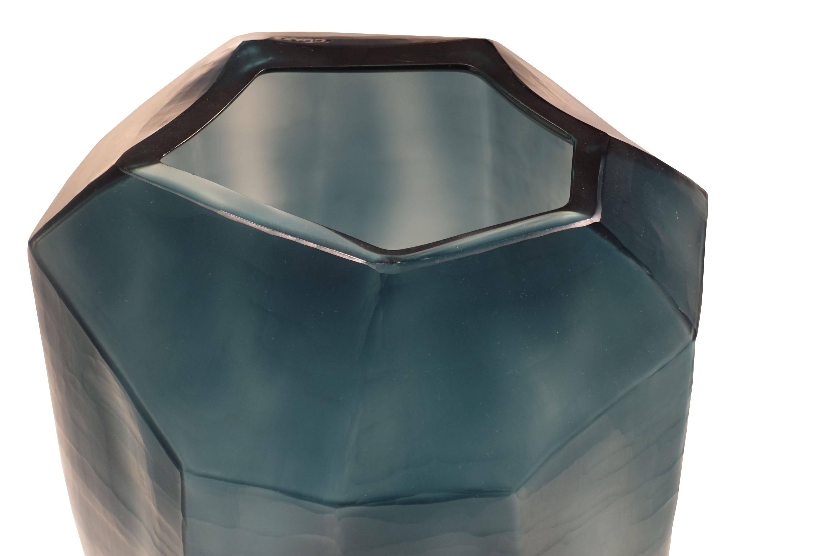 Blue Cubist Vase, Romania, Contemporary In New Condition For Sale In New York, NY