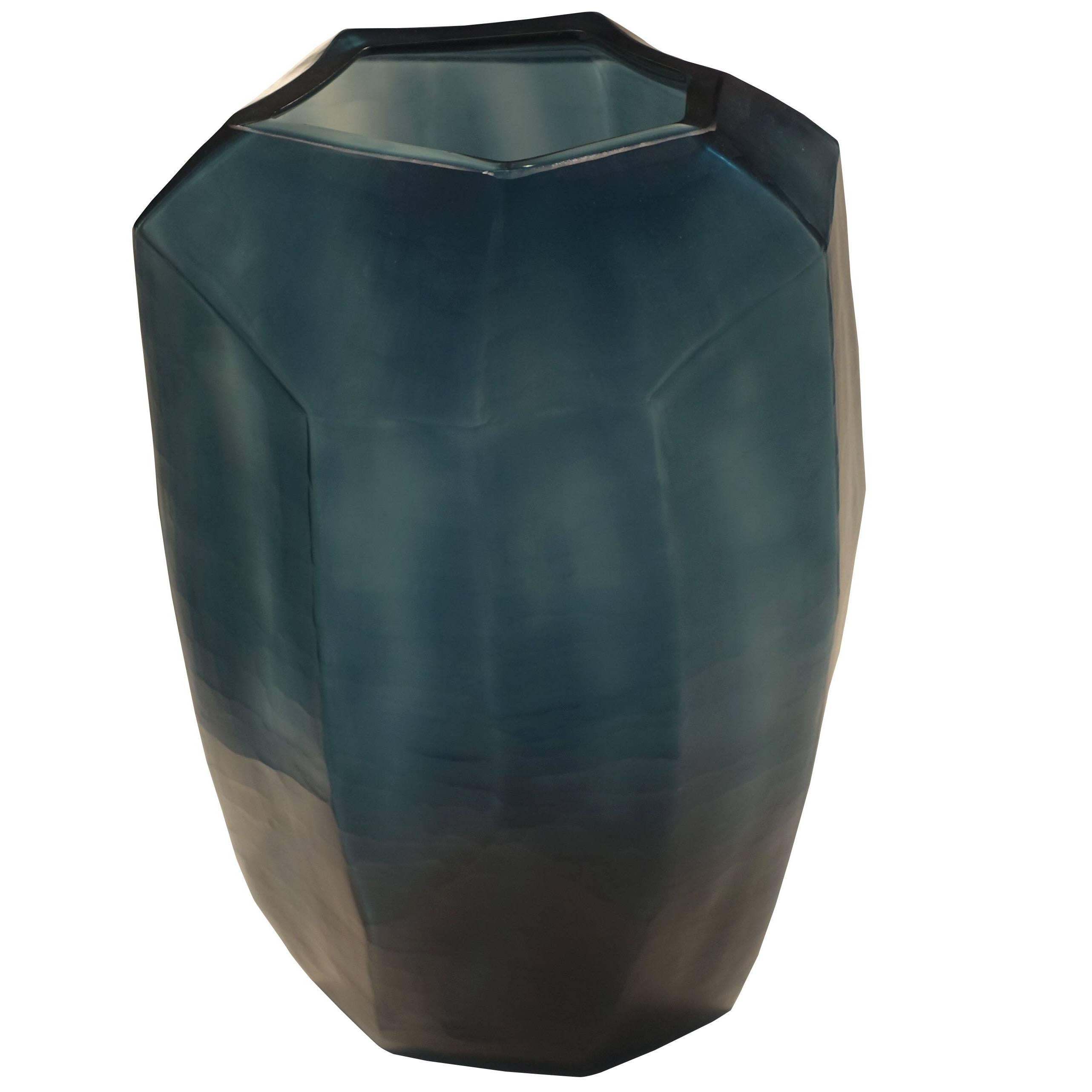 Blue Cubist Vase, Romania, Contemporary For Sale