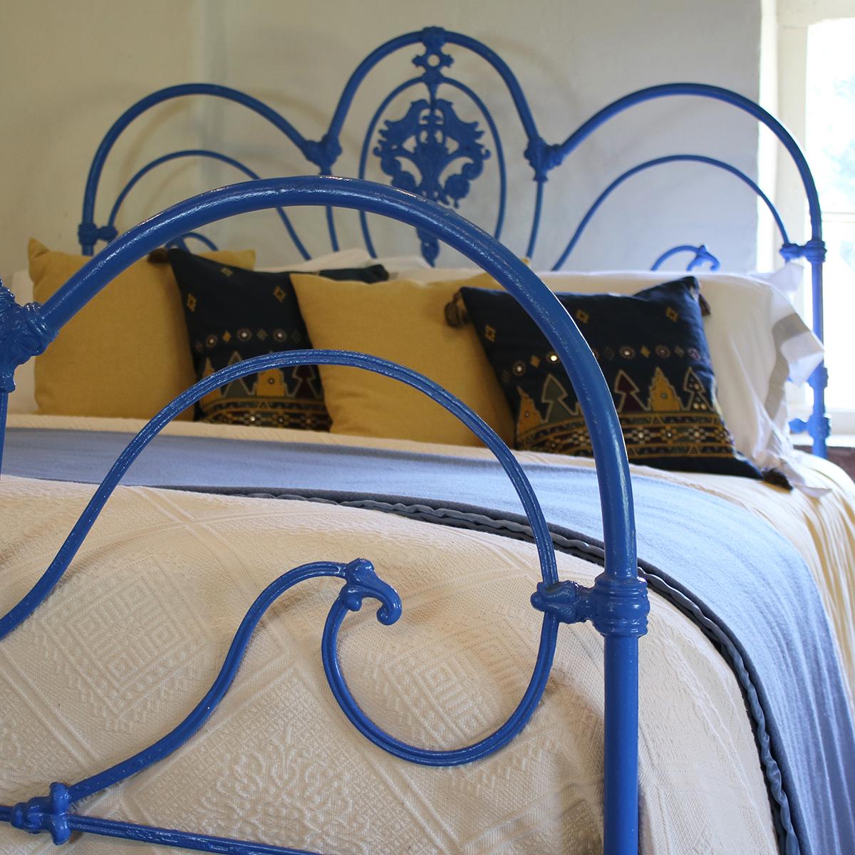 High Victorian Blue Curly Iron Victorian Antique Bed MK204
