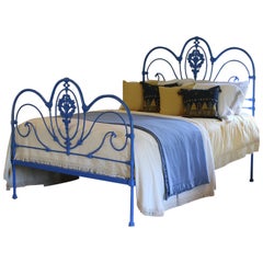 Blue Curly Iron Victorian Antique Bed MK204