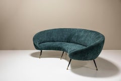 Blue Curved Sofa In The Style Of Federico Munari, Italy 1950's