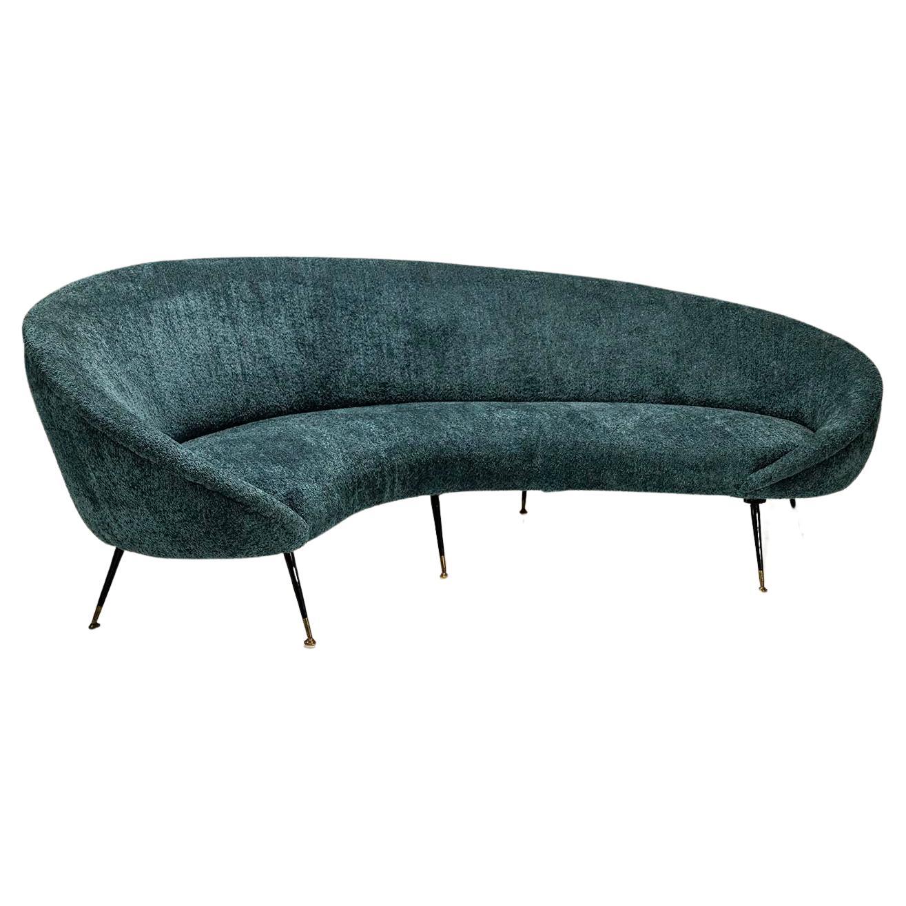 Blue Curved Sofa In The Style Of Federico Munari, Italy 1950's