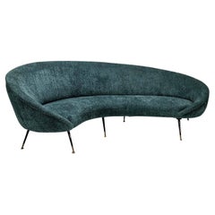 Blue Curved Sofa In The Style Of Federico Munari, Italy 1950's
