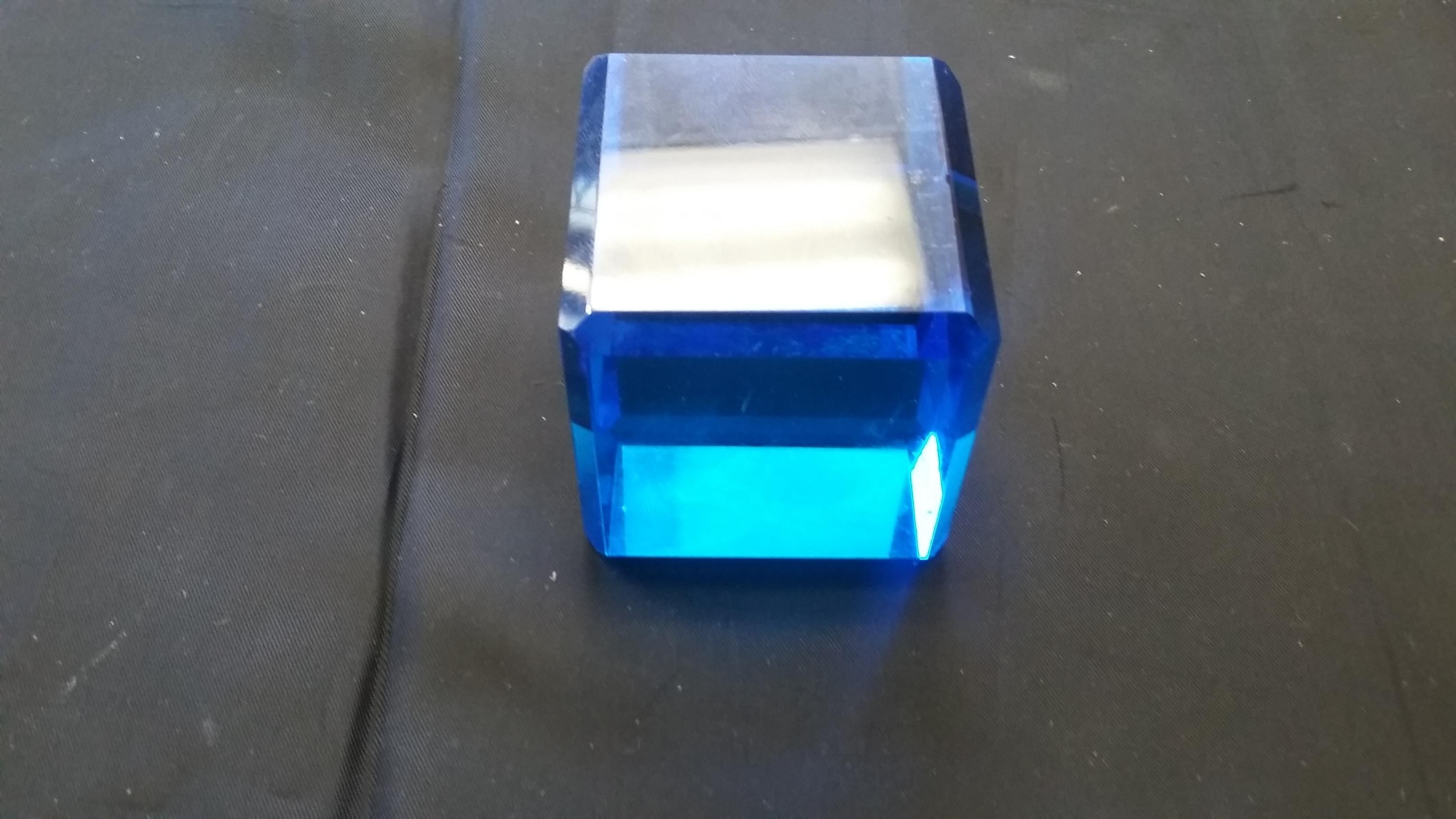 19th Century Blue Cut Crystal English Paperweight