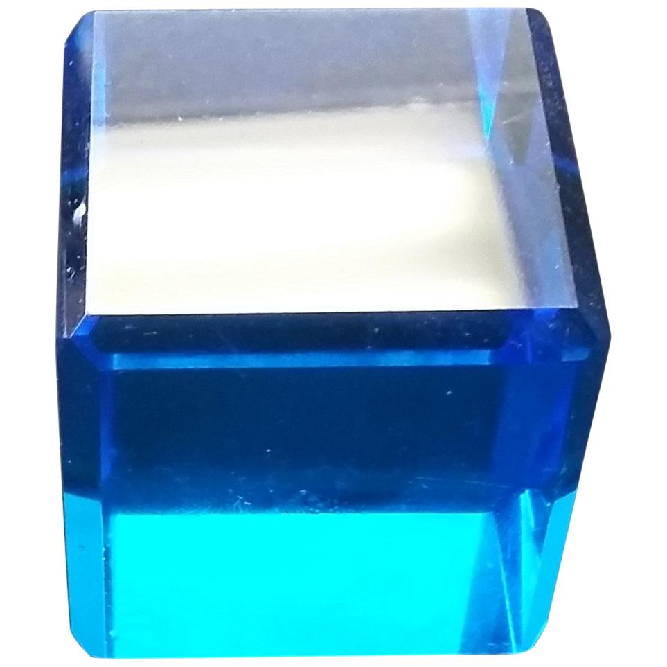 Blue Cut Crystal English Paperweight