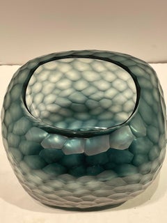 Blue Cut Crystal Vase, Romania, Contemporary