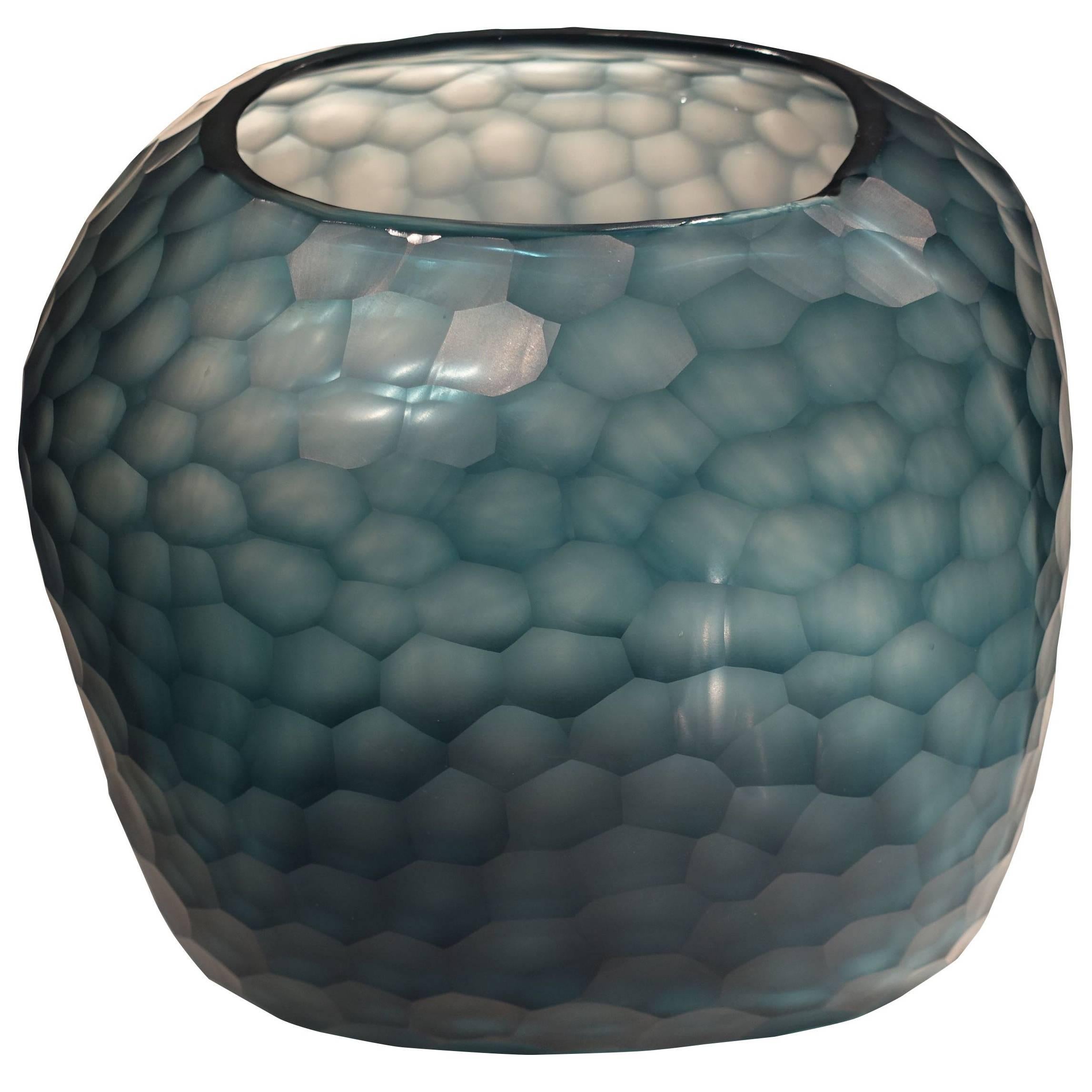 Modern Blue Crystal Vase For Sale at 1stDibs