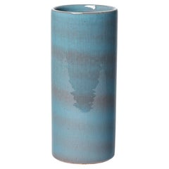 Vase en céramique à décor de cylindre bleu par Antonio Lampecco 20ème siècle form A 1980