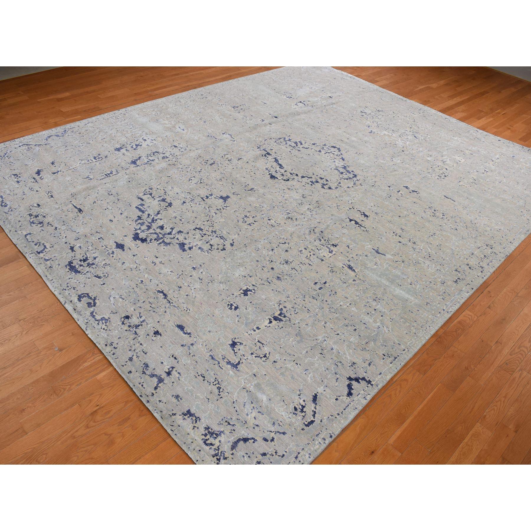 Indien Tapis oriental noué à la main avec motif d'arbre de cyprès bleu 11'10