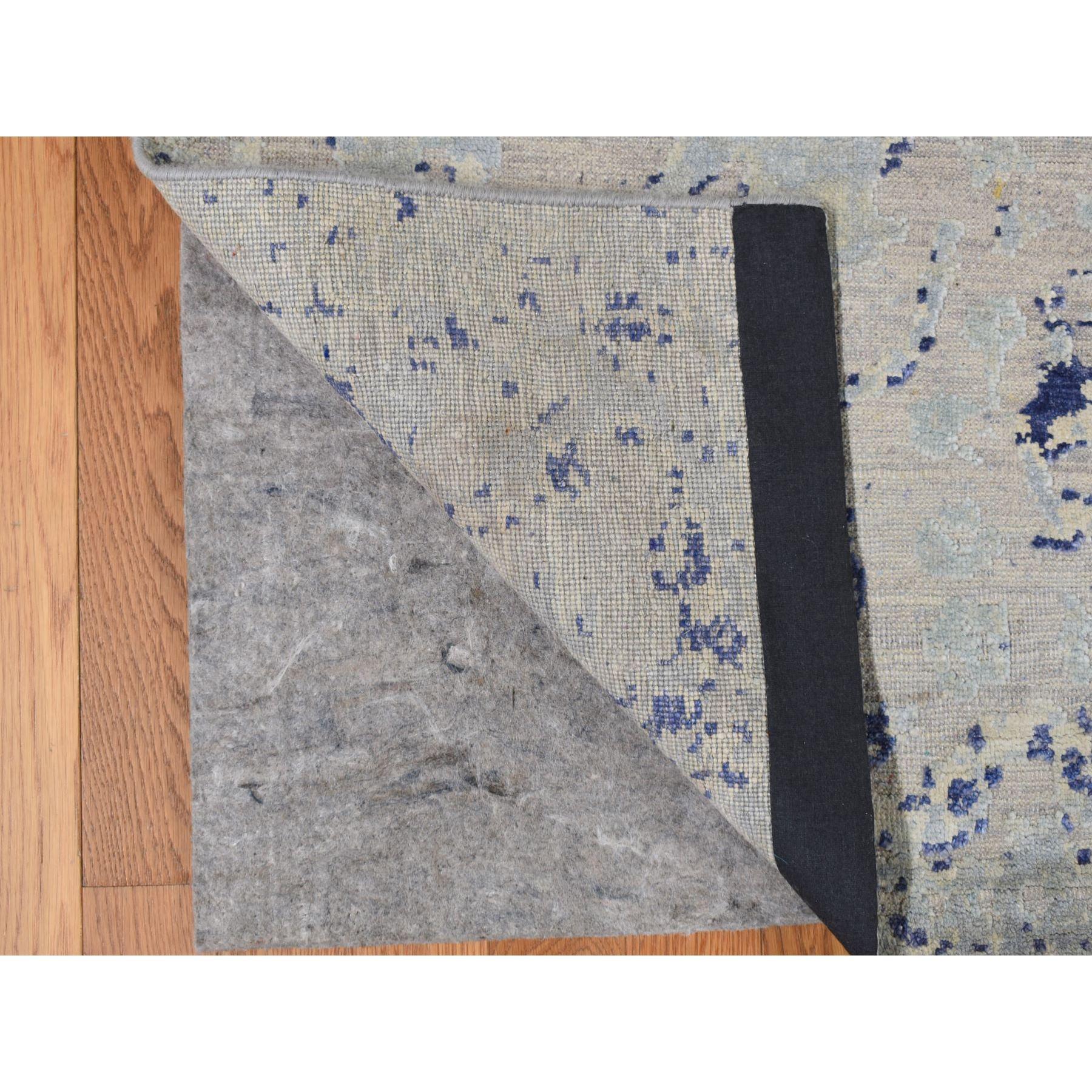 Noué à la main Tapis oriental noué à la main avec motif d'arbre de cyprès bleu 11'10