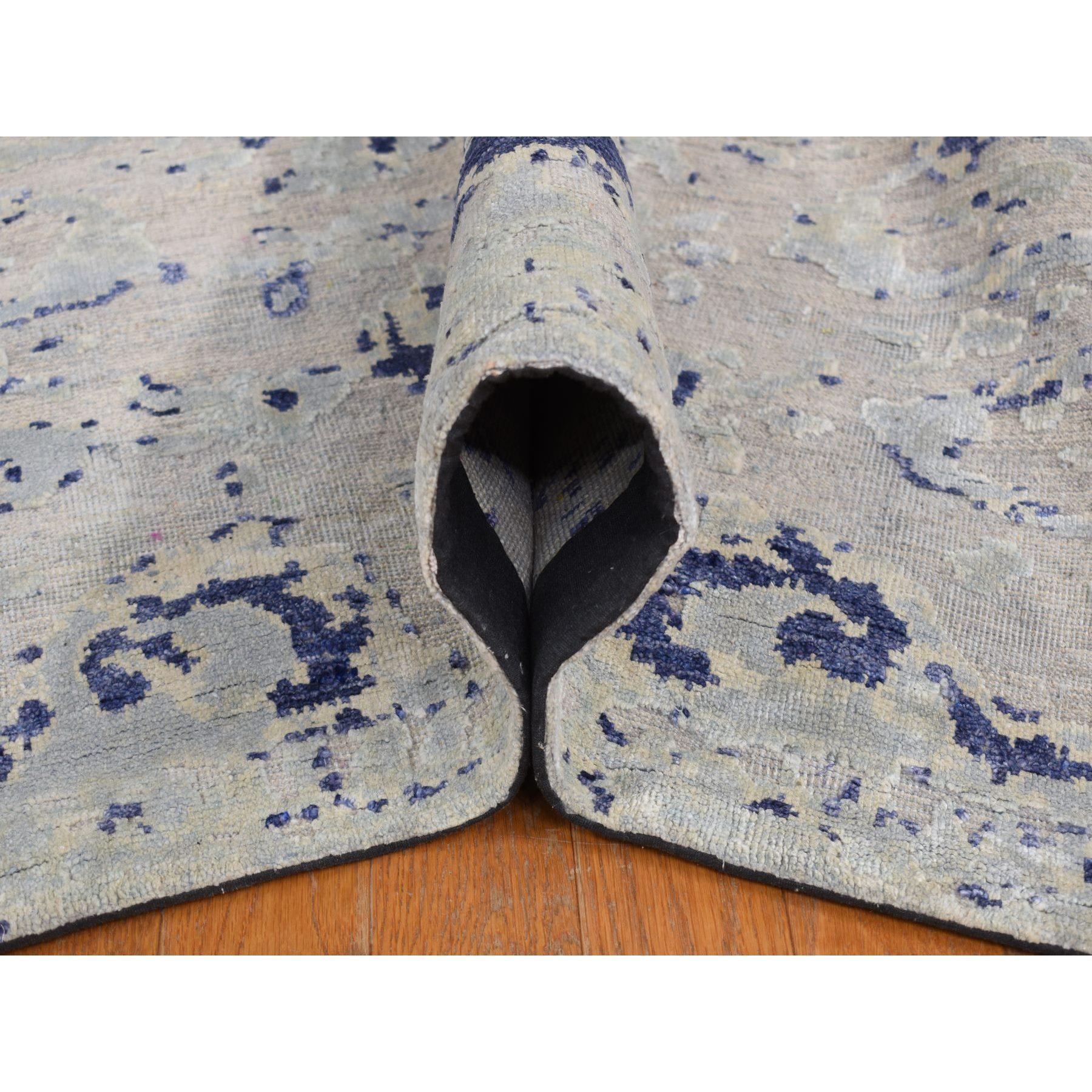 Tapis oriental noué à la main avec motif d'arbre de cyprès bleu 11'10