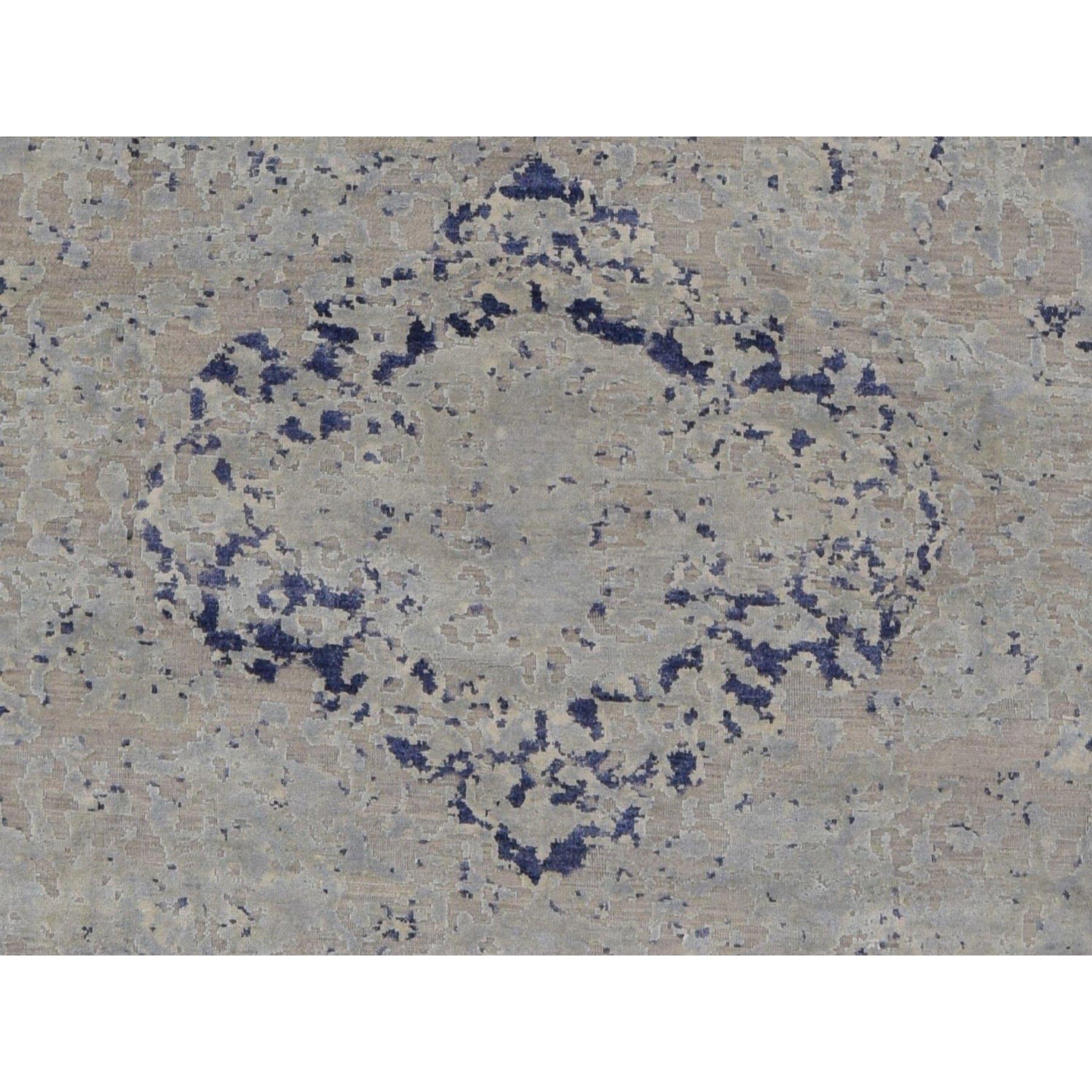 Tapis oriental noué à la main avec motif d'arbre de cyprès bleu 11'10