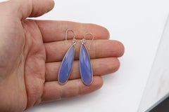 Blaue Ohrhänger aus Sterlingsilber mit Chalcedon-Kronleuchter-Ohrring