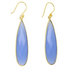 Blue Dangle Earrings Sterling Silver chalcedony Chandelier Earring